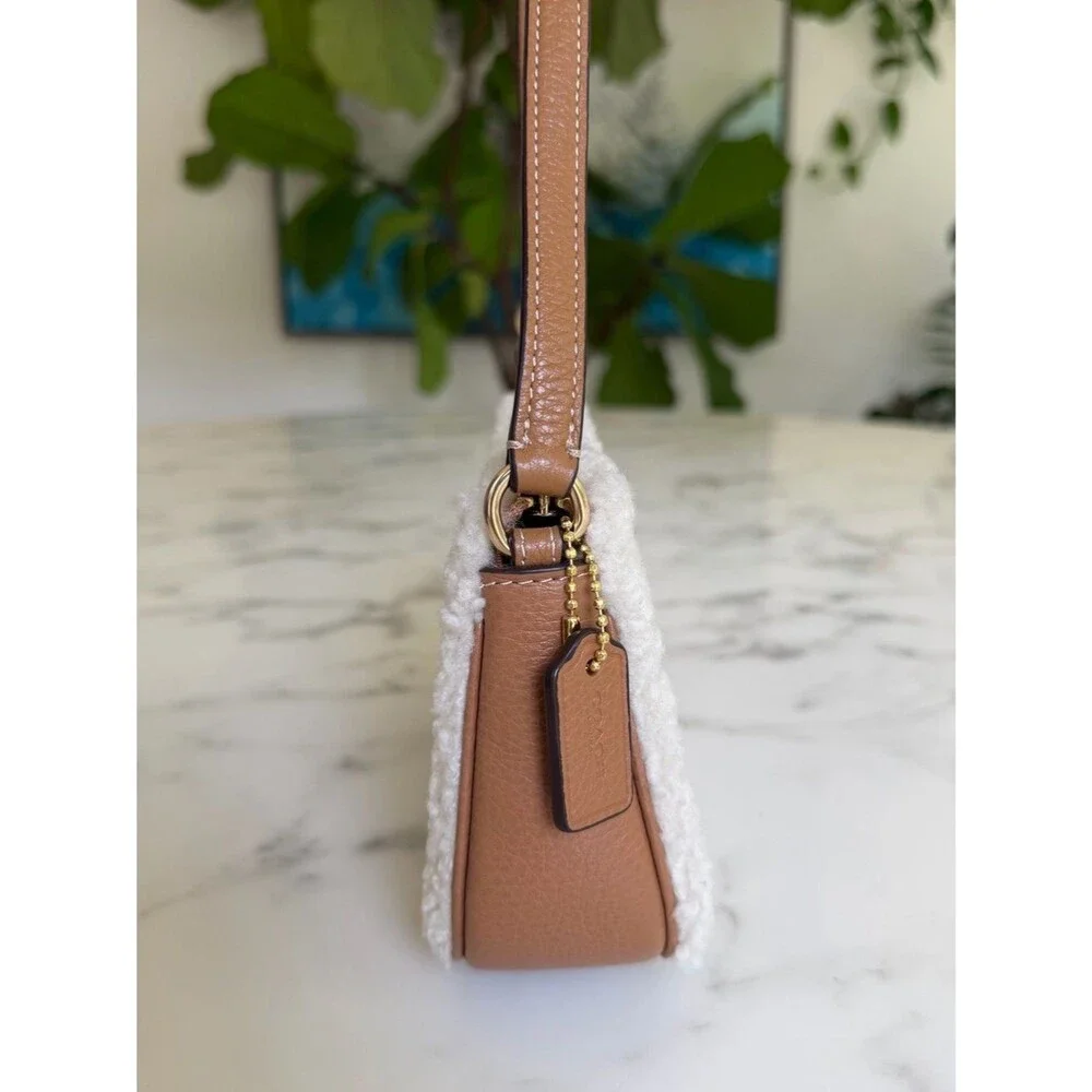 COACH Nolita 19 In Shearling & Leather With Coach Motif Natural CE691 Mini Bag